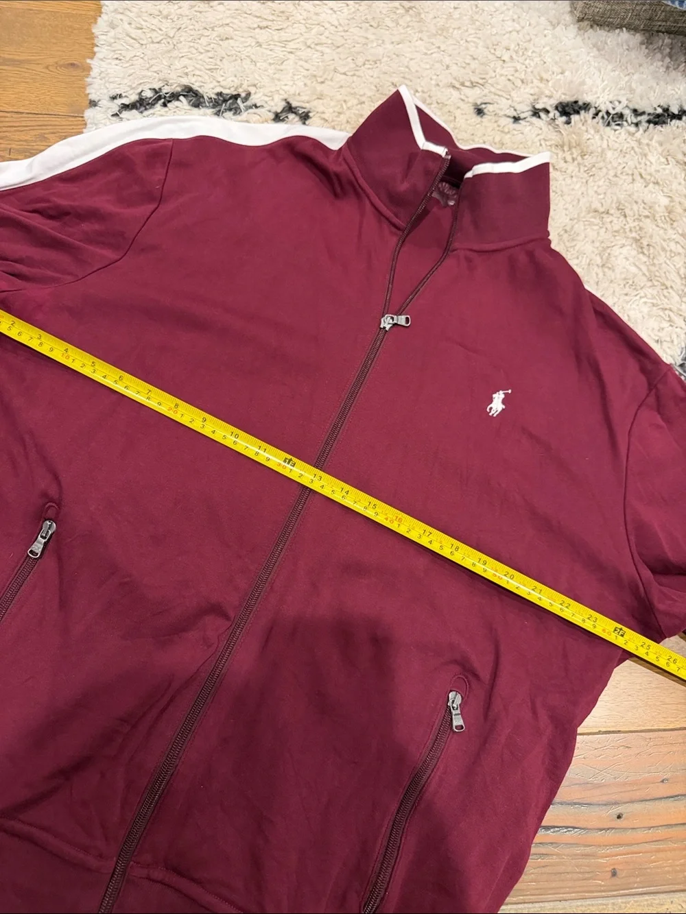 Polo by Ralph Lauren Men’s Burgundy Zip-Up Track Sweat Jacket